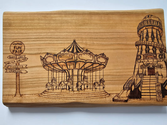 Vintage Fun Fair – Hand-Burned Pyrography Wooden Artwork